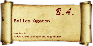 Balics Agaton névjegykártya